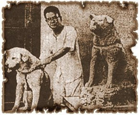 Picture of Hachikō with his dear master Ueno.